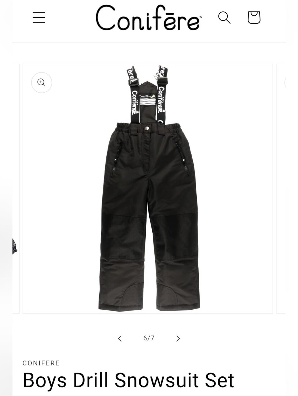 Conifere Black Snowsuit Pants with Removable Bib - Size 4T